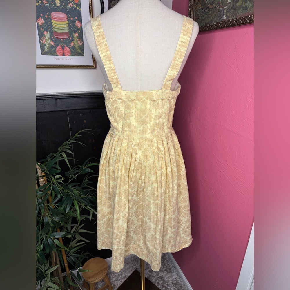 Maeve by Anthropologie Cotton Yellow Seersucker Button-Front Cafe Dress Sz 6 - Picture 6 of 13